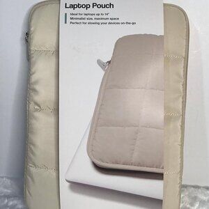 Laptop Pouch U Brands for 13-14" Laptop - 13.5" x 9.75" Nylon Puffer - Tan - NEW